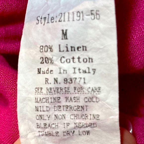 Cristina Vergani Italian Linen Blend w/ Embroidered Rosettes Pink Midi Dress - Picture 8 of 11